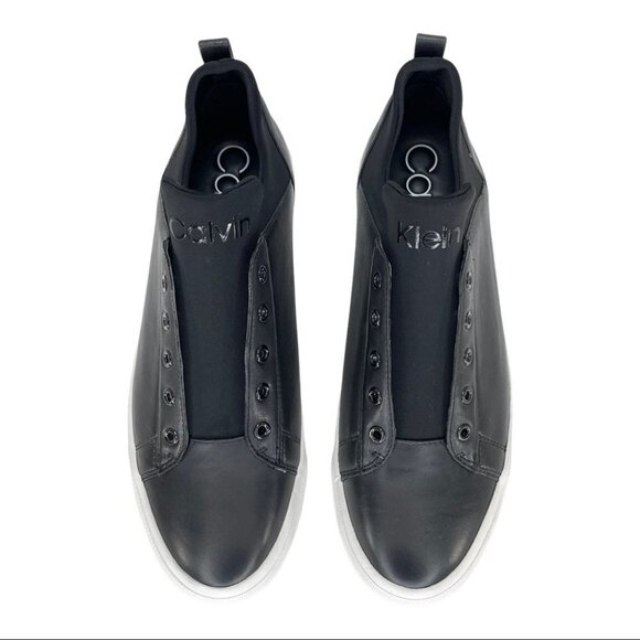 Calvin Klein Valorie Black Leather Neoprene Womens Sneakers Size 10M - Picture 6 of 14